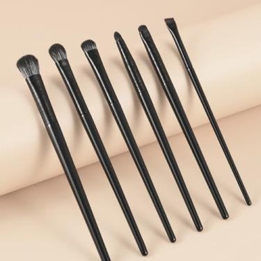Imagem de Conjunto de 8 pincéis de olhos pretos, pincel de sombra de cerdas macias para misturar maquiagem dos olhos, maquiagem sob os olhos, delineador, pincel de maquiagem afiado para detalhes e ocultação.