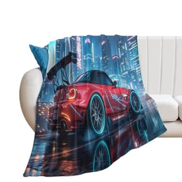 Imagem de HouLaiZhe Cobertor Super Macio Flanela JDM Carro S2000 Neon Cyber Leve Refrigeração Cobertores para Sofá-Cama Cadeira Sofá Carro Viagem ao Ar Livre Leve Quente 101,6 cm x 152,4 cm