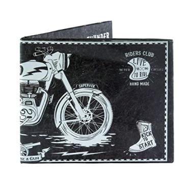 Imagem de SUPERVEK Carteira dupla fina de papel Royal Trip Enfield para homens e mulheres | Acessórios para motociclistas masculinos Slimfold EDC (bloqueio RFID) da Royal Trip, The Royal Trip, Bloqueio RFID