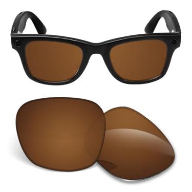 Imagem de Biyxpiv Lentes de substituição de 1,5 mm compatíveis com óculos de sol inteligentes Ray-Ban Meta Wayfarer (Gen2) RW4012 50 mm, Marrom âmbar.