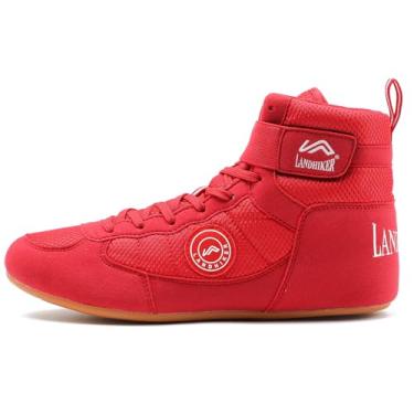 Imagem de HIKLDK Tênis de luta livre masculino preto para boxe, Vermelho, 42