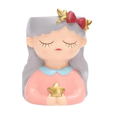 Imagem de FLCPJGV Vaso de Flores para Meninas, Floreira, Vaso de Flores de Desenho Animado, Vaso de Flores, Design Original Feito de Resina para Uso Decorativo, Style B, Tamanho real