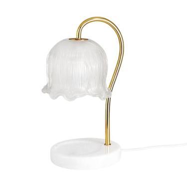 Imagem de XLWLLNJ Lâmpada Aquecedora de Velas para Cera Perfumada, Sem Aberta, Estrutura Robusta em Metal E Design Floral Elegante, com Intensidade de Luz Ajustáv