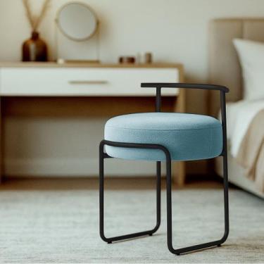 Imagem de Puff Sala Redondo Evans Base Metal Preto Tecido Boucle Cores - Casore,