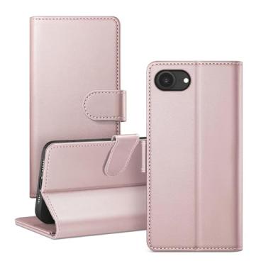 Imagem de RingPi Capa de telefone para iPhone 16e 6,1 polegadas, capa flip magnética de couro com suporte ajustável, compartimento para cartão com bloqueio de RFID e proteção contra quedas de 360°, compatível