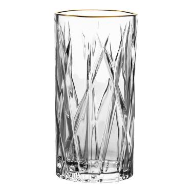 Imagem de Jogo de 6 copos altos Forest em cristal ecológico   com borda dourada 350ml A15cm - L Hermitage