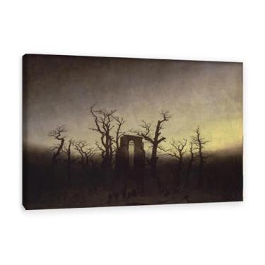 Imagem de ZUJGHSJG Abbey among Oak Trees por Caspar David Friedrich Impressões em tela Bem Decoração The World Classic Art Reproduções de arte grande giclée Arte de parede para sala de estar Decoração de casa