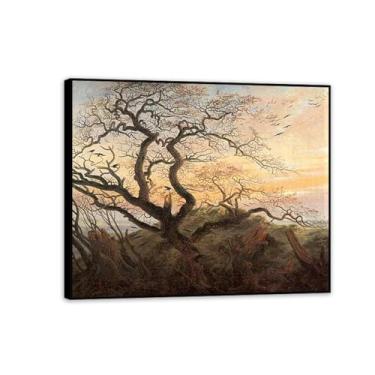 Imagem de Árvore dos corvos por Caspar David Friedrich Impressões em tela Well Decor The World Classic Art Reproduções de arte grande giclée arte de parede para sala de estar decoração de casa 85 x 70 cm