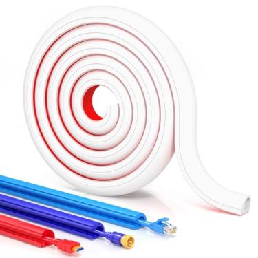 Imagem de Escondedor de cabos, capas de arame para cabos na parede, corretivo flexível para ocultador de cabos, ocultador de fio de silicone autoadesivo para TV Powers Home Office, L 1,59 pol. x A 0,99 cm