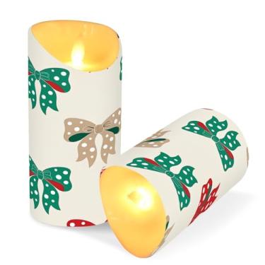 Imagem de ATTX Pacote com 2 fitas de Natal velas sem chama – 7,6 cm x 9,9 cm de LED com controle remoto e temporizador para casa, casamento, decoração de acampamento #731