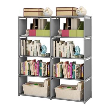 Imagem de Aramox Estante de Livros de 5 Camadas, Estante Alta de Armazenamento de 8 Cubos, Montada Em Rack de Armazenamento Vertical Independente para Quarto, Sala de Estar, (Linha Dupla de 5 Camadas)