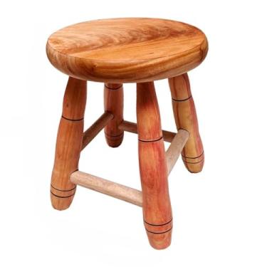 Imagem de Banquinho Madeira Maciça 29cm Alt Banqueta Pequena Criança Manicure Cozinha(SEM VERNIZ)