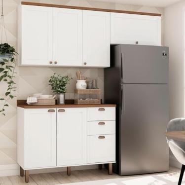 Imagem de Armário De Cozinha Genialflex Iluminata Flora Branco Ébano