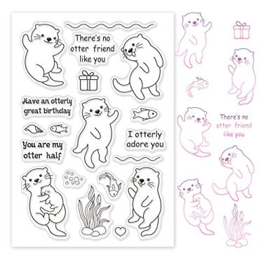 Imagem de 1 folha de carimbos de plástico PVC, carimbo de silicone temático de animais do oceano, estampa de caixa de presente com palavras de peixe, carimbo transparente para fazer álbuns de fotos faça você