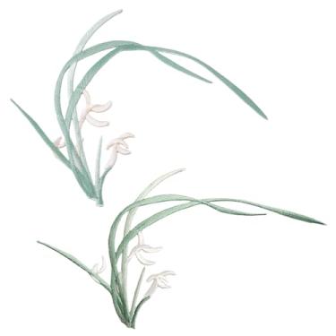 Imagem de letsinstyle 2 peças de apliques costurados de orquídea, 18 x 12 cm, flor de ferro em aplique bordado, aplique decorativo de poliéster para bolsas, jaquetas, jeans, roupas, faça você mesmo