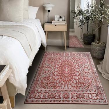 Imagem de 1 Tapete Quarto Beira Cama Antiderrapant 100X150 Js Do Ga Vr (M10 Vermelho - Classico Medalhão)