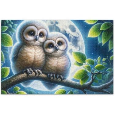 Imagem de Corujas amor pássaros floral adulto quebra-cabeça 1000 peças decoração de arte animal personalizado grande jogo de quebra-cabeça presentes tecnológicos, 75 x 40 centímetros