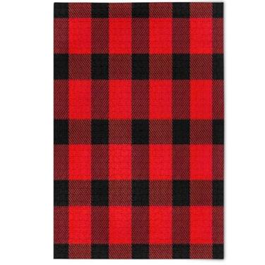 Imagem de Quebra-cabeça xadrez búfalo preto vermelho para adultos 500 peças, presentes tecnológicos para amantes, cenário de inverno, decoração de arte animal, 500 peças, 52 x 37,8 cm