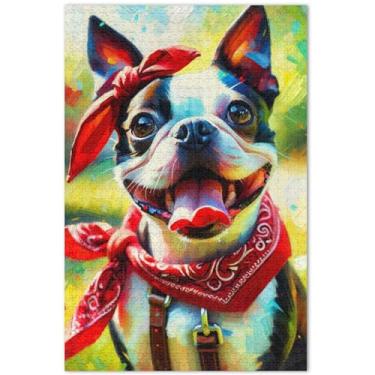 Imagem de Bright Bulldog Quebra-cabeças fofos 1000 peças adultos flor pintura animal paisagem jogo quebra-cabeça presentes, 75 x 40 centímetros