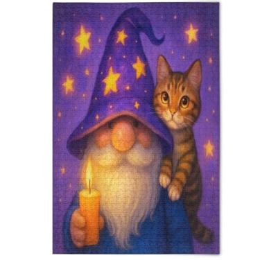 Imagem de Gnome Purple Cute Cat Jigsaw Puzzle 500 Pieces Adults, Lovers White Elephants Gifts Creative Puzzles for Adults Cute Animal Painting, 500 Pieces, 20.5" x 14.9"