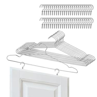 Imagem de DAZZLING FLAMES Rack de exibição de pintura de porta de aço inoxidável 304 pacote com 10 prateleiras de tinta spray para porta de armário com 50 ganchos de parafuso galvanizados, ganchos de porta de