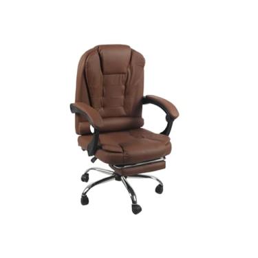 Imagem de Cadeira de Escritório Presidente de Couro - Giratória, Luxuosa e Ergonômica para Ambientes Profissionais (Ambar)