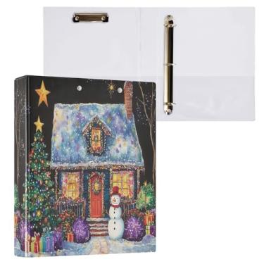 Imagem de Fichário de Natal para professores de inverno com prancheta de material escolar universitário, fichário de 3 anéis com prancheta com bolsos