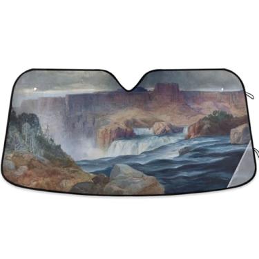 Imagem de Guarda-sol personalizado Shoshone Falls Idaho Thomas Moran para para-brisa de carro engraçado retrátil dobrável caminhão auto sombra de carro para para-brisa dianteiro M, 139.7 cm x 70.1 cm