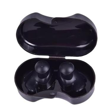 Imagem de Protetores Auriculares de Silicone Mergulho Natação Banho Reutilizáveis e À Prova D’Água Leve e Fácil de Transportar Adequado para a Praia e Piscina(Preto)