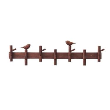 Imagem de Prateleiras suspensas Cabide de madeira criativo para porta de entrada de sala de estar, cabideiro de parede para chaves e chapéus(Médio)