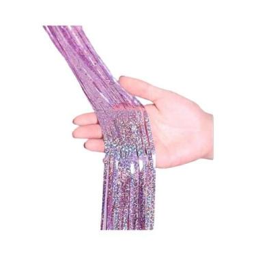 Imagem de Cortina De Folha De Lantejoula Azul Laser 2Mx1M Suprimentos Para Festa