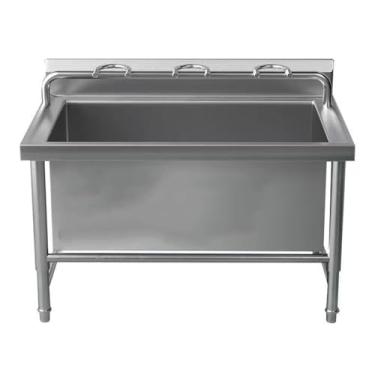 Imagem de Pia de esfregão de piso comercial com pia profunda, pia de esfregão de piso de aço inoxidável, pia/lavatório de esfregão de montagem no chão com pia drenagem/filtro, balde de esfregão de banheira