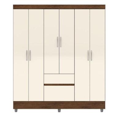 Imagem de Guarda-roupa Casal 6 Portas 2 Gavetas Com Pés Ideval Imbuia-champanhe 