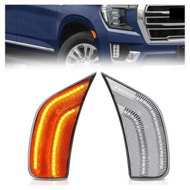 Imagem de HECASA Luzes de LED para para-lama dianteiro, compatíveis com GMC Yukon/Yukon GG/Yukon Denali Chevy Tahoe Cadillac Escalade/Escalade ESV 2021-2024, lâmpadas de seta para para-choques suburbanos