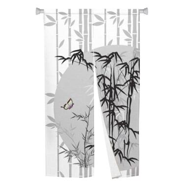 Imagem de Leowefowa Cortina Japonesa Porta Noren Tinta Chinesa Baboom Tapeçaria de Porta Painel de Tratamento de Janela Cortina Japonesa para Porta Divisor de Quarto Pendurado Cozinha Decoração de Casa, 85 cm x