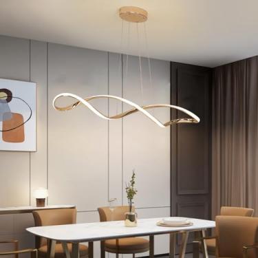 Imagem de Lustre LED para mesa de jantar, luminária moderna e minimalista para restaurante, lustre minimalista para escritório (dourado)