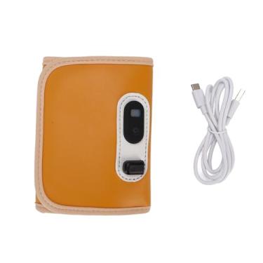 Imagem de Fabater Aquecedor de Mamadeira Conveniente Ajuste Preciso Display LED Portátil para Viagens Ao Ar Livre Pais Couro PU + Pelúcia (Amarelo)