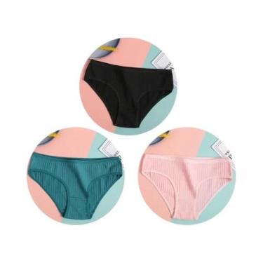 Imagem de Conjunto De 3 Calcinhas De Algodão Femininas De Cintura Baixa, Roupa Í