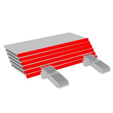 Imagem de Kit 6 Bandejas Gondola FIT 40 Branco 6X 25x90 Pe Vermelho