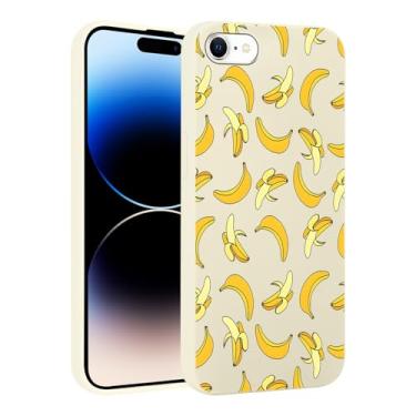 Imagem de FBHGLOA Capa de telefone para iPhone 16e de 6,1 polegadas, bonita e moderna, banana fruta, estampa criativa de emendas de frutas, design estético kawaii, capa protetora macia TPU fina à prova de