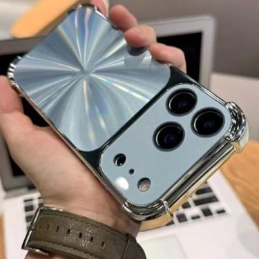 Imagem de Capa protetora com janela de vidro para iPhone 13, 14, 15, 16, 17 Pro Max, Air, à prova de choque, com bordas reforçadas e proteção tipo armadura (para iPhone 14 Pro Max/Azul)