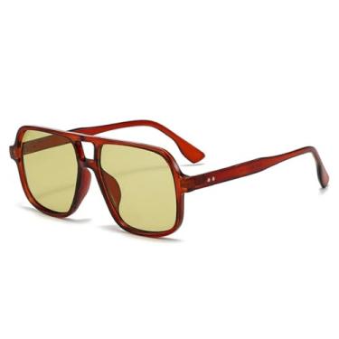 Imagem de Óculos de Sol UV400 - Ponte Dupla, Estampa de Leopardo com Rebites, Cores Vibrantes, para Homens e Mulheres, Esportes ao Ar Livre, Corrida, Ciclismo, Marrom e Verde Claro