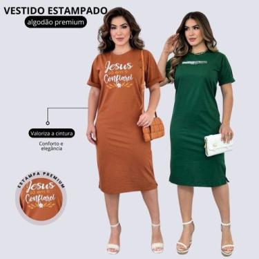 Imagem de Kit 2 Vestidos Feminino Estampado Moda Evangelica Casual - Qbonita Tsh