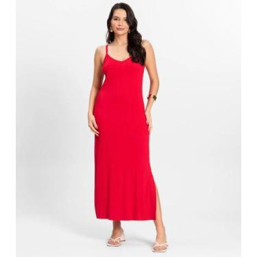 Imagem de Vestido Midi em Ribana Canelada Rovitex Vermelho, M, Vermelho