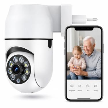 Imagem de Câmera Tomada de Segurança e Vigilancia Tomada Sem Fio 2MP WiFi Visão 360° HD 1080p Câmera IP Infravermelho Controle via App 2 Modos de Visão Noturna Áudio Bidirecional Detecção de Movimento Premium