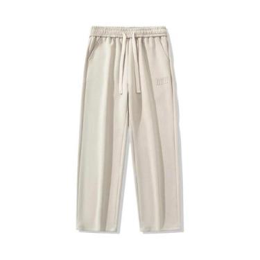 Imagem de Calças De Moletom Masculinas 8XL De Perna Larga Em Algodão Com Cordão,