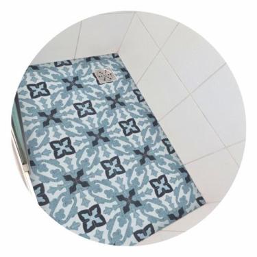 Imagem de Piso vinil antiderrapante para box Granilite Floral Azul - 1,20 x 0,80