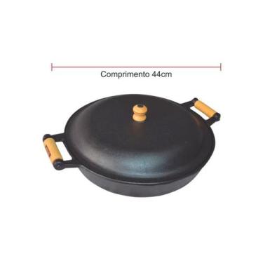 Imagem de Frigideira Ferro Fundido Alça Madeira Tampa De Ferro 4 Litro - Rig Fun