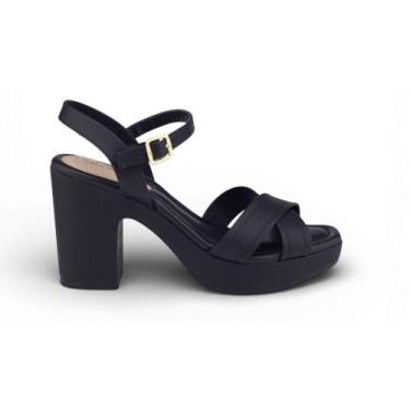 Imagem de Sandália Feminina Modare Salto Bloco Casual, 36, Preto