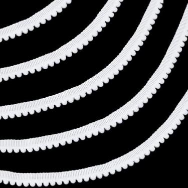 Imagem de letsinstyle Acabamento de franja de bolas de pompons brancos de 25 metros, 0,5 polegadas/13 mm com borda única, enfeites de borla, fita de costura de franja de bola para artesanato faça você mesmo